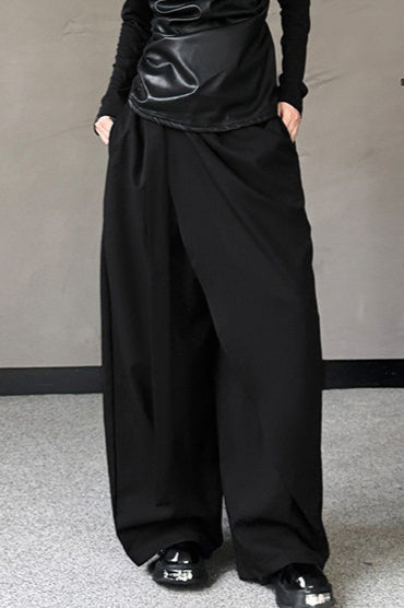 Minimalist Asymmetrical Belt Wide Leg Pants