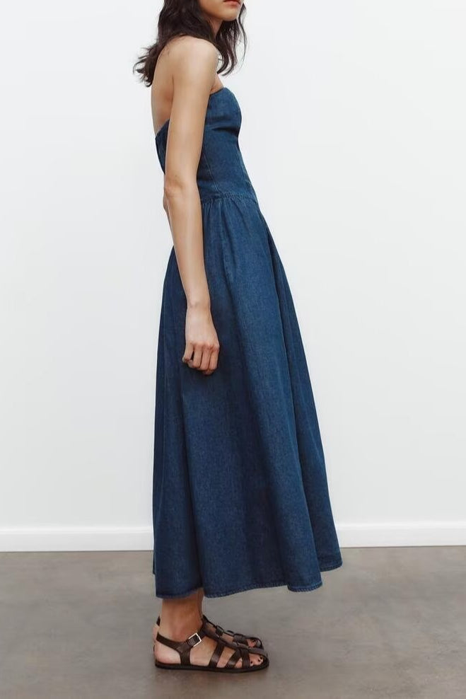 Strapless ALine Denim Dress
