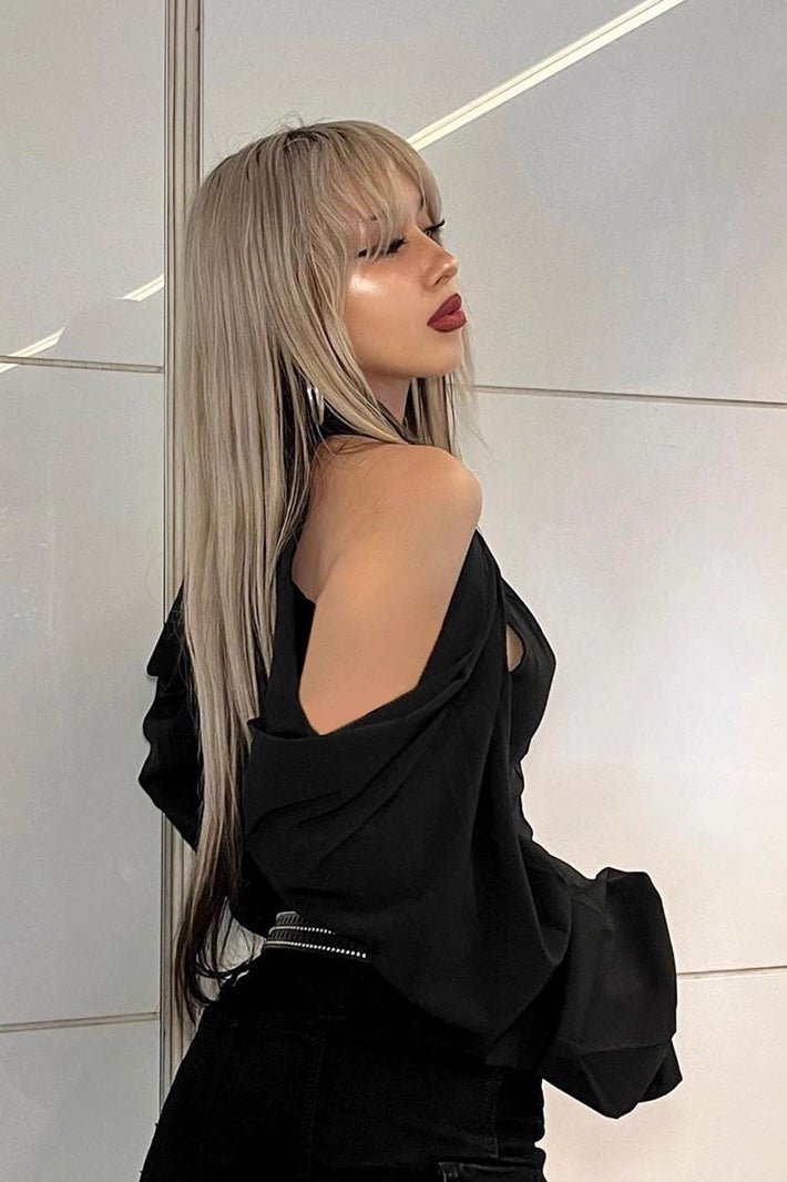 Flare Sleeve Off Shoulder Long Sleeve Top