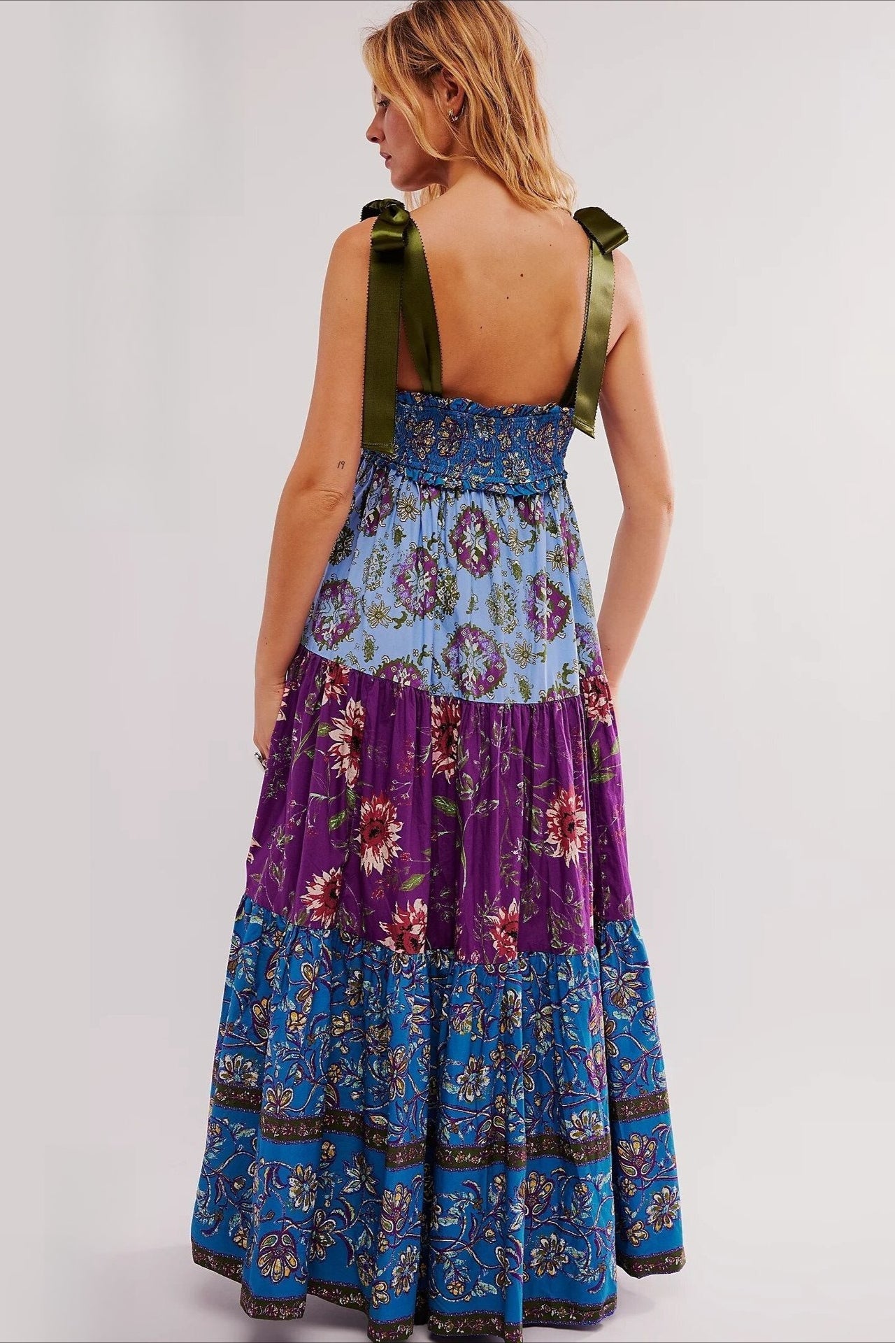Vintage Print Cami Maxi Boho Dress