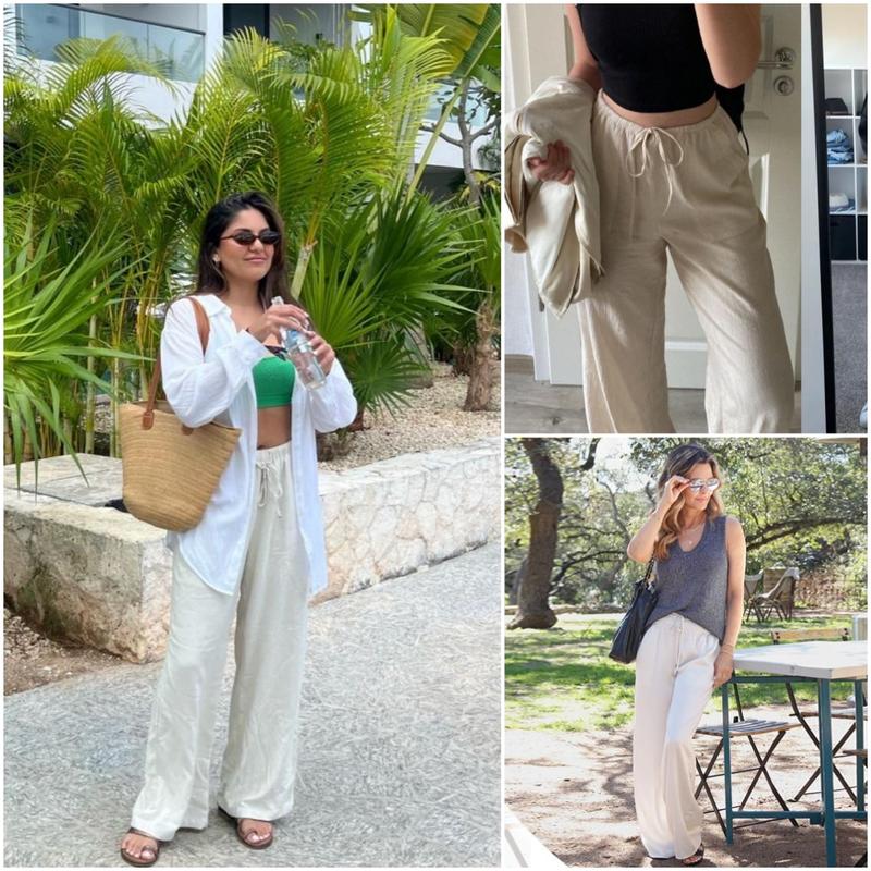 High Waist Drawstring Wide Leg Cropped Pants