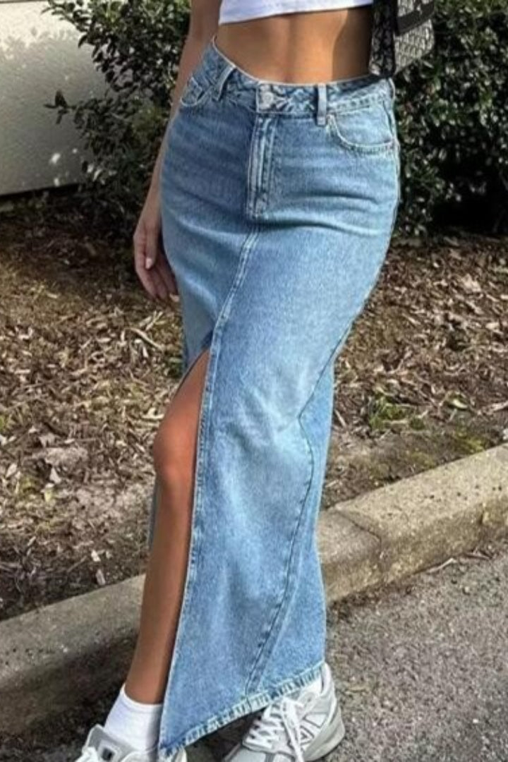 Vintage Bodycon Midi Jean Skirt