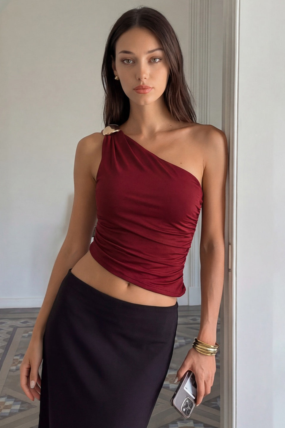 One-Shoulder Sexy Fitted Crop Top