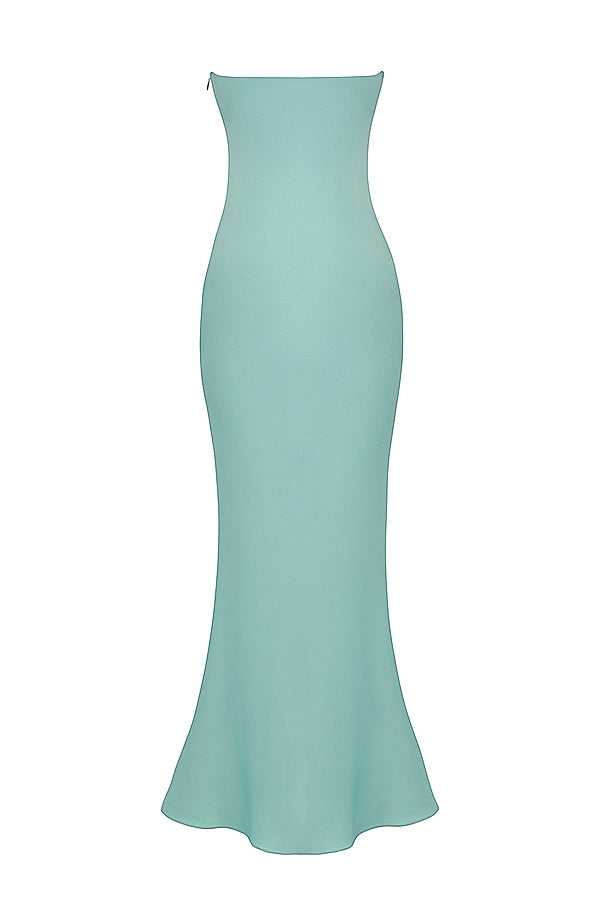 Satin Strapless Bodycon Column Maxi Dress 18