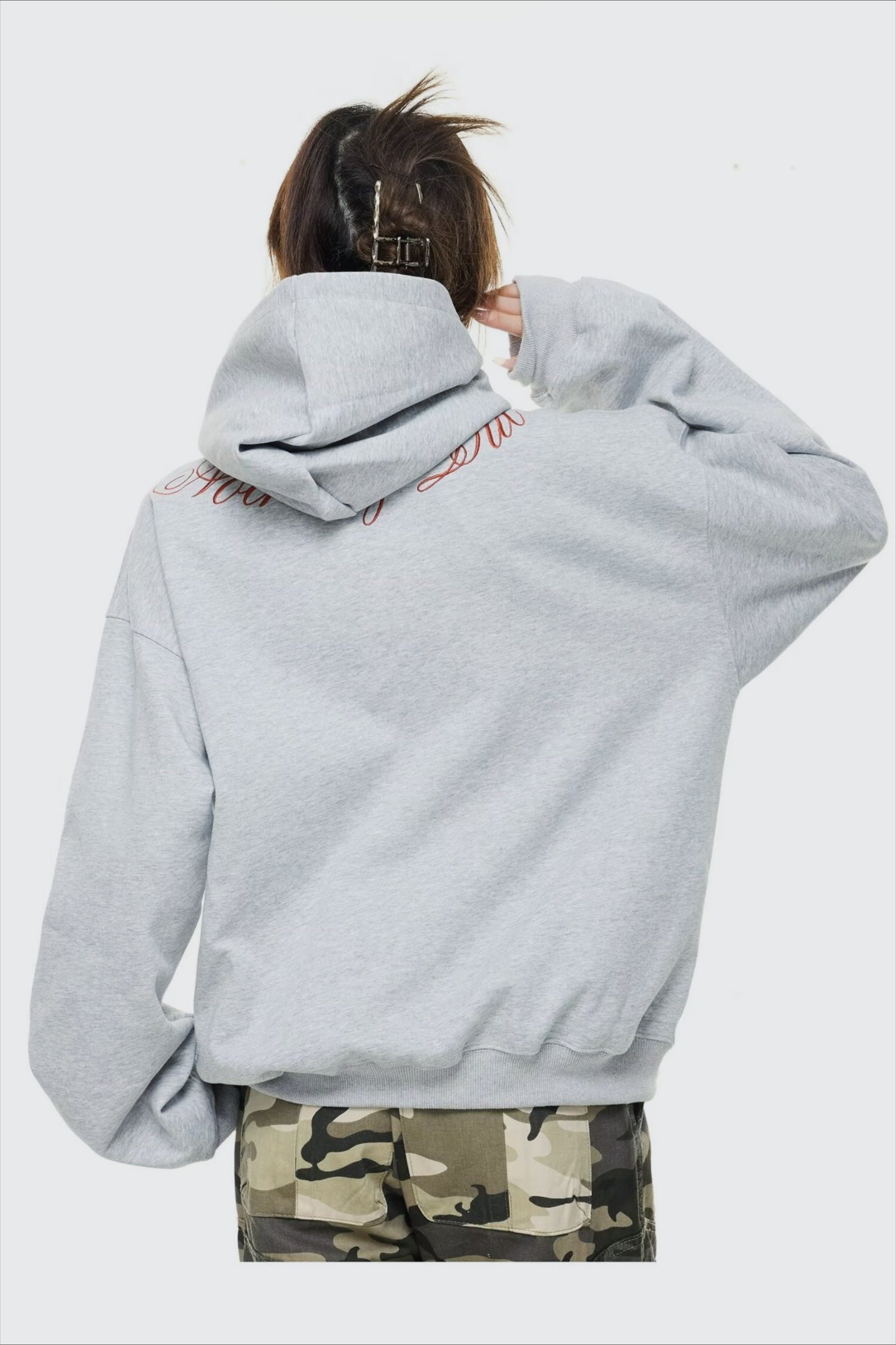 Embroidered Letter Oversized Hoodie
