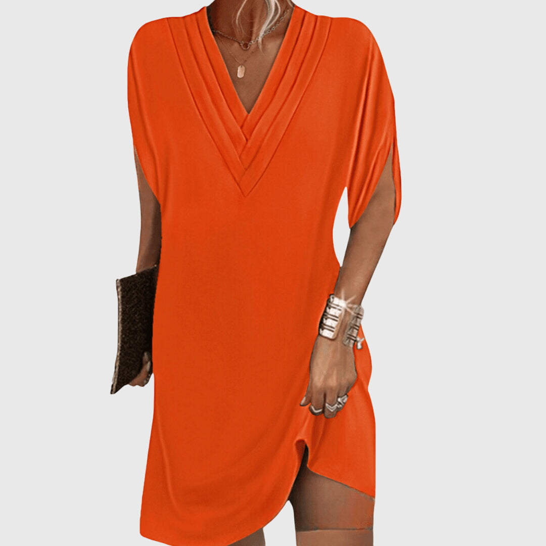 Draped V-Neck Short Sleeve Shift Mini Dress 5