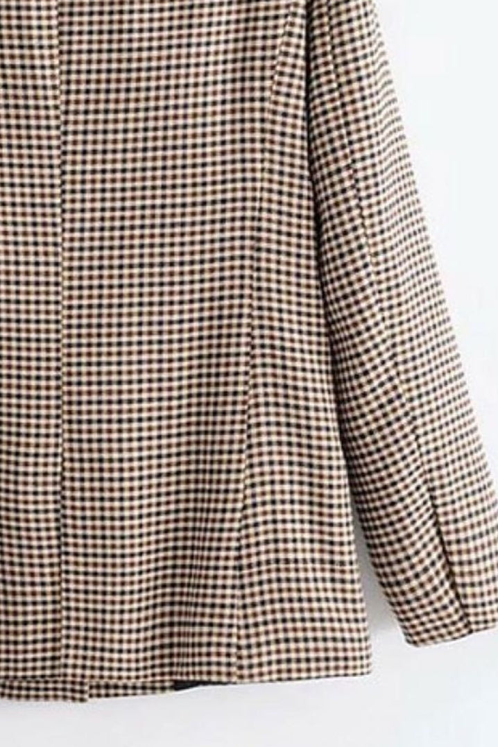 Checkered Office Long Sleeve Blazer