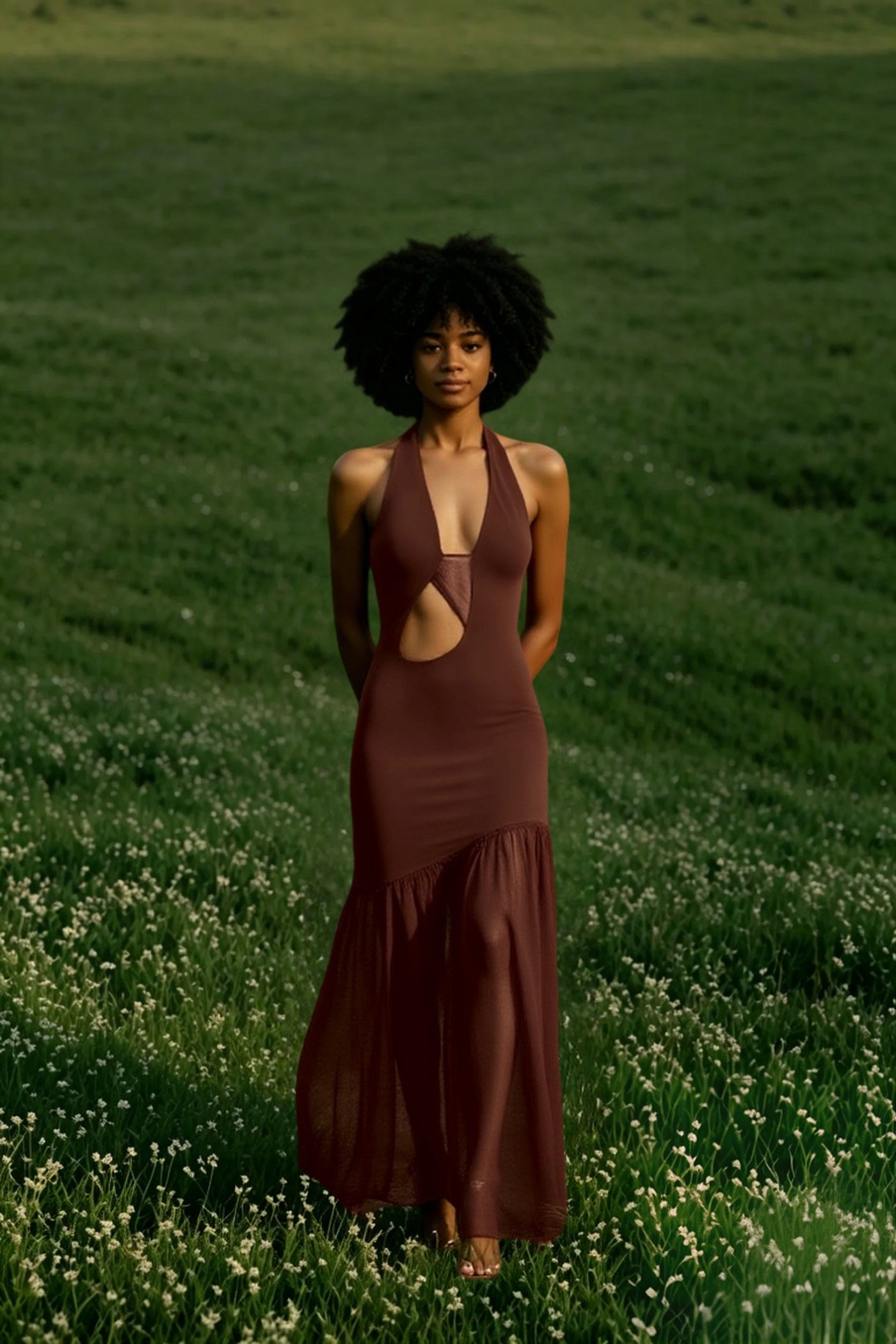 Sexy Fitted Mesh Backless Ruched Elegant Party Dress
