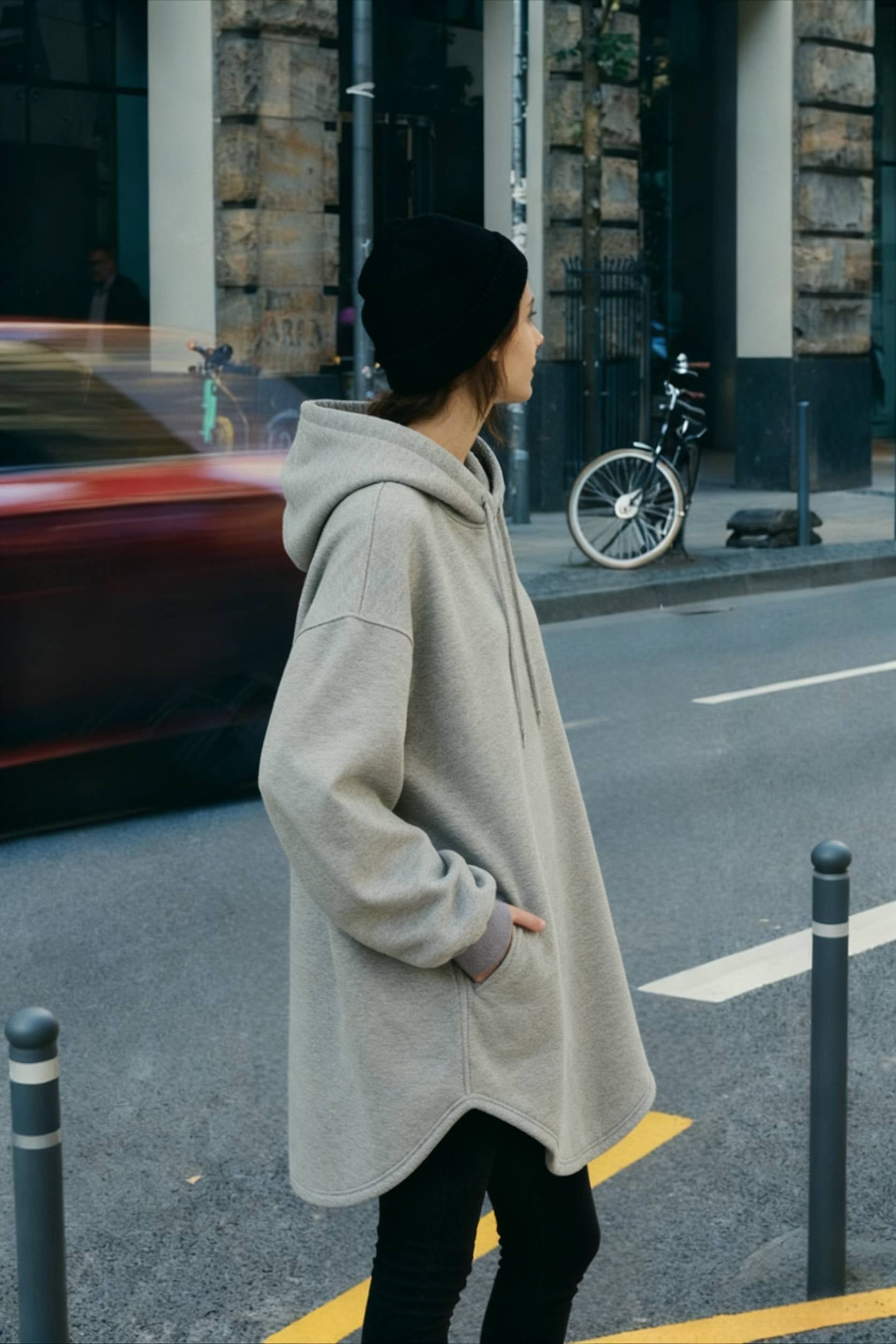 Pullover Loose Hoodie Casual Drawstring Oversized Women's Long Solid Sweatshirt Autumn Arm Streetwear