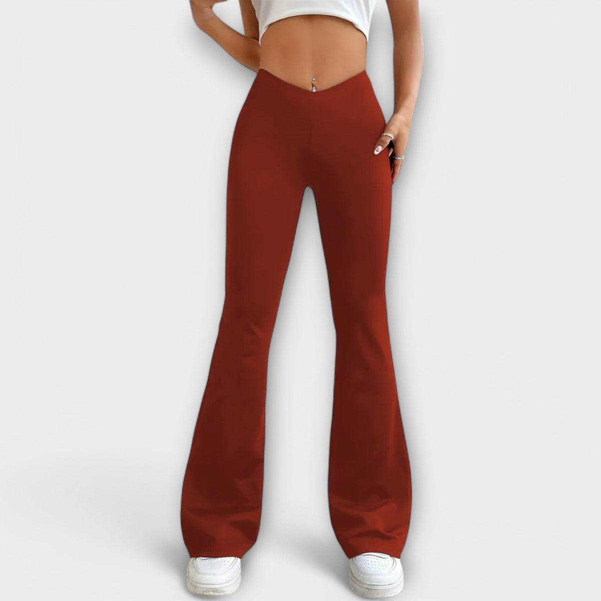 High Waist V Back Flare Pants