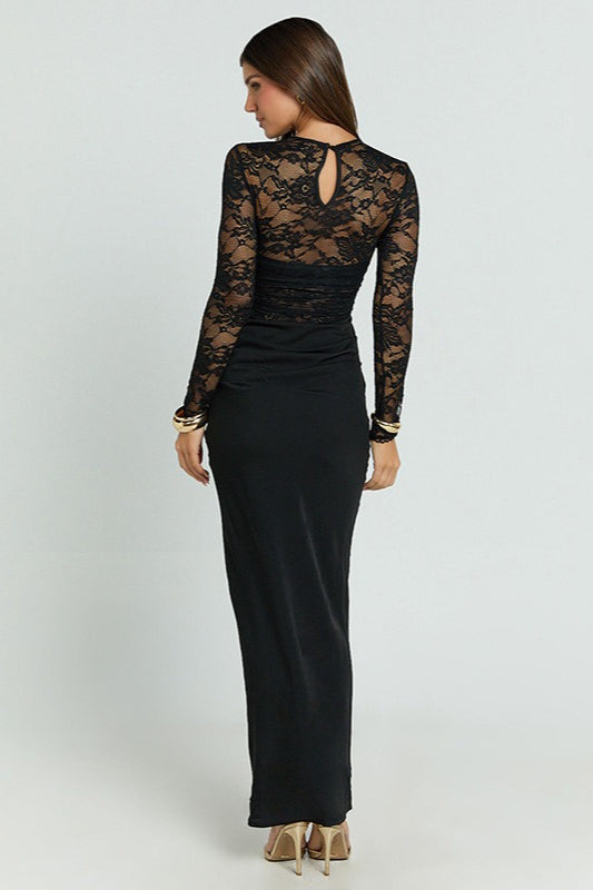 Lace Panel Bodycon Lace Dress