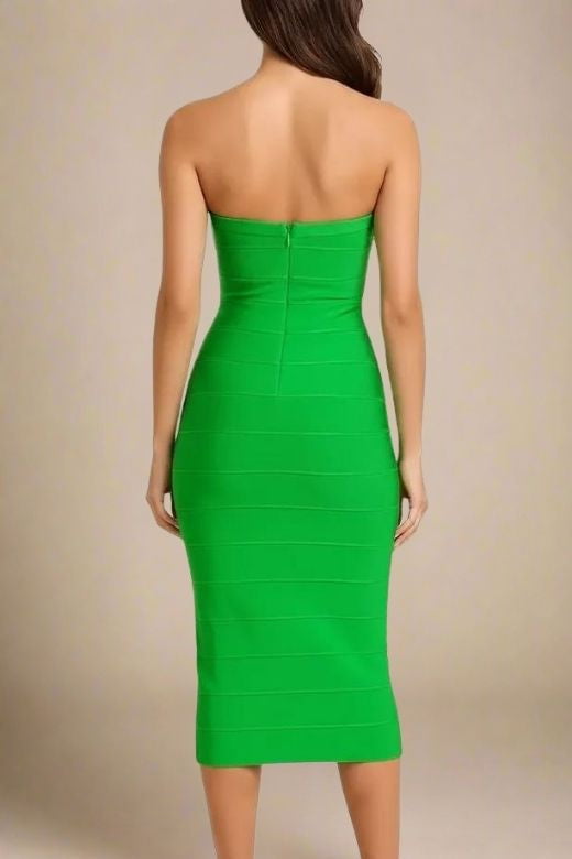 Aaliyah Bandage Midi Dress - Neon Green