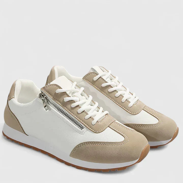 Lace Up Side Zip Suede Panel Running Style Sneakers