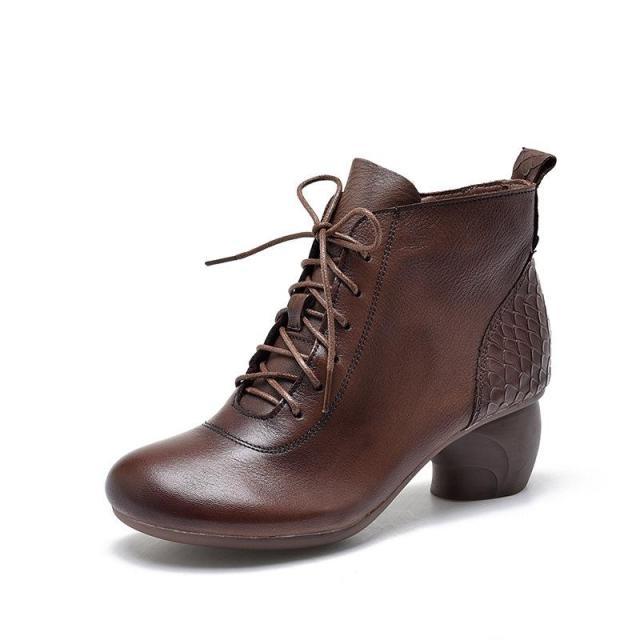 Genuine Leather 2021 New Ankle Shoes Women Boots Zip Round Toe Concise Retro Sewing Ladies Boots