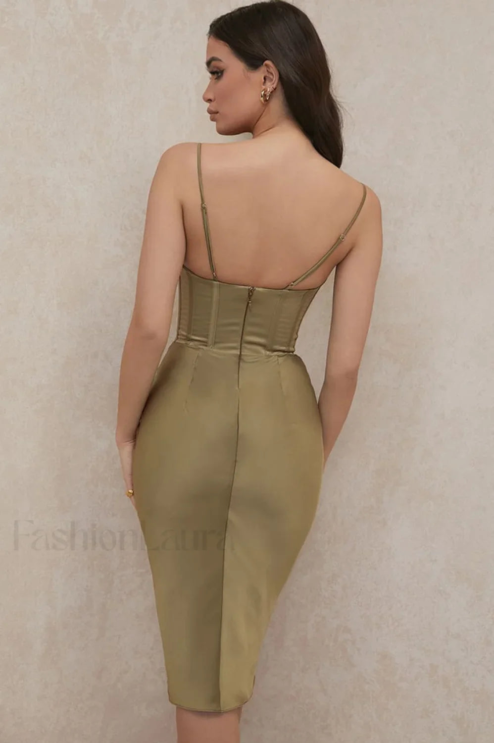 Absolute Elegance Satin Charming Corset Midi Dress