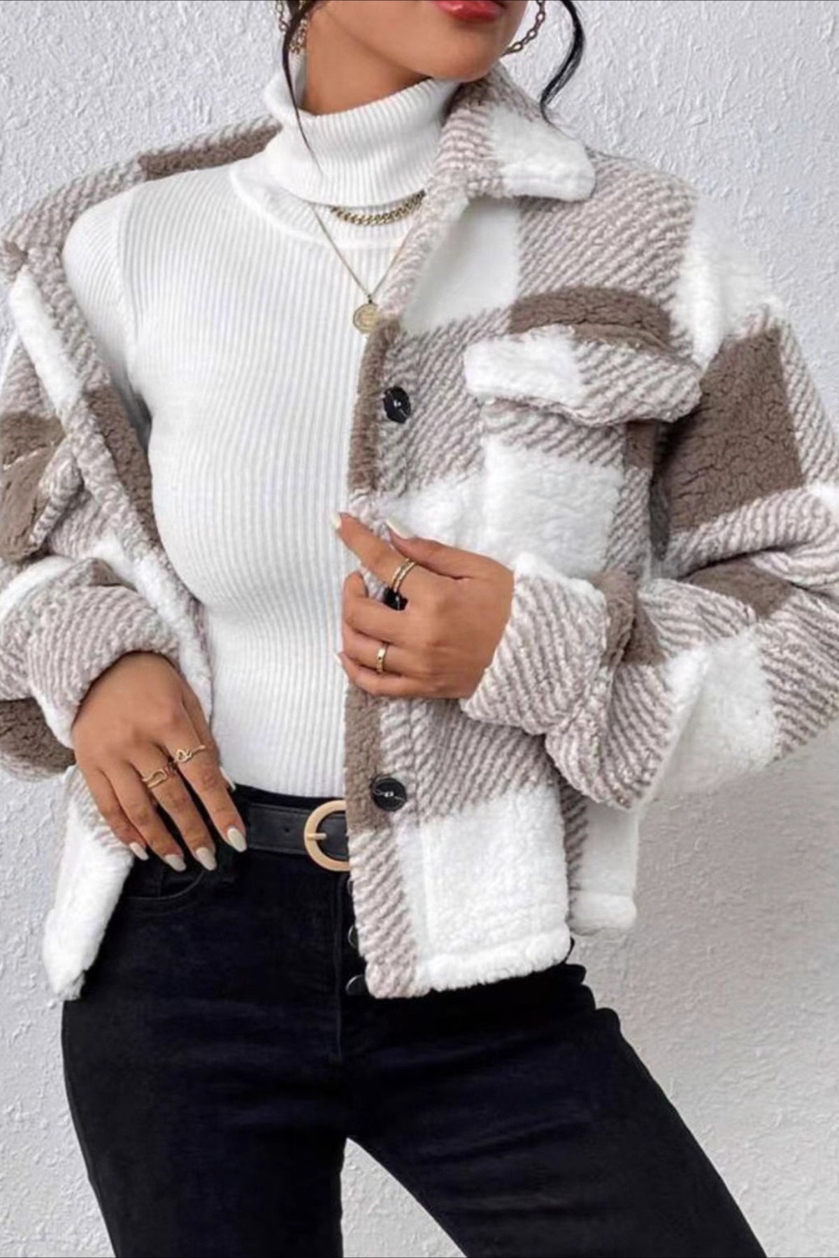 Double-Sided Fleece Button Coat