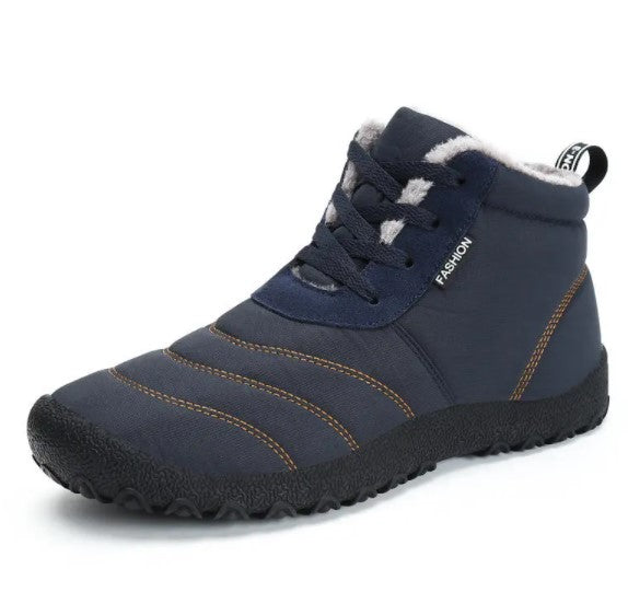 Outdoor Winter Sport Men Women Ankle Boots Lace-up Trekking Worker Fleece Lined Shoes Sneakers - 41 Dark Blue