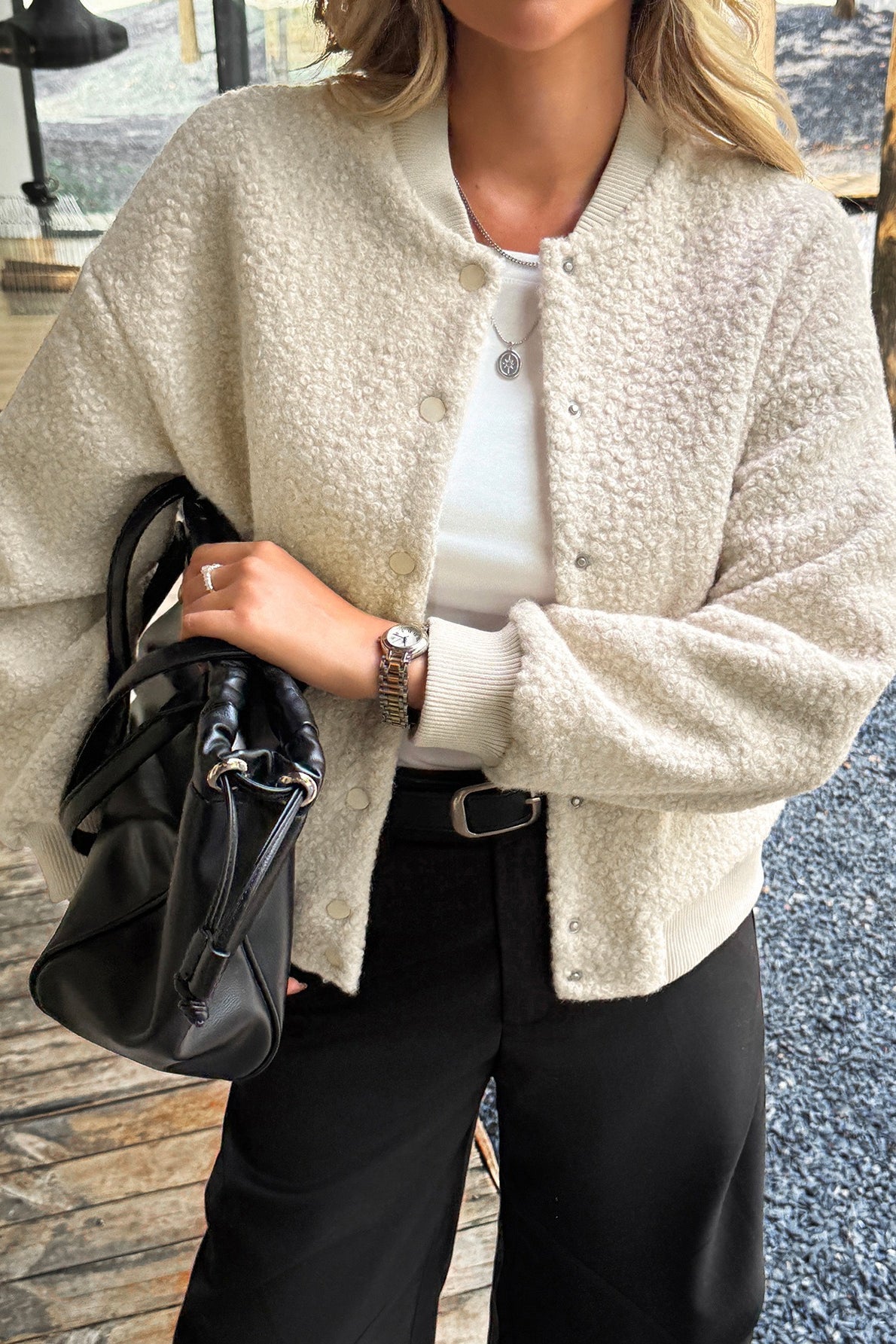 Holiday Style Long Sleeve Button Coat