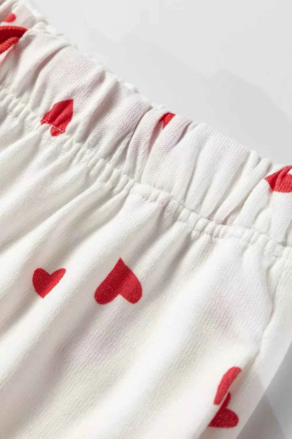 Hearts Printed Long Sleeve Top Drawstring Pants Lounge Set