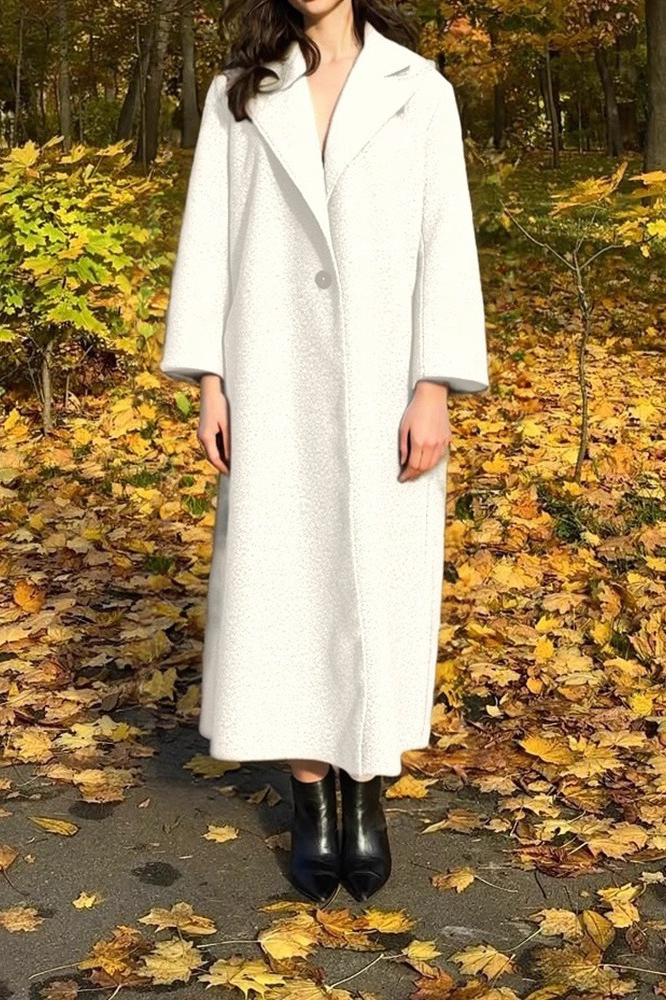 Fuzzy Fleece Lapel Long Sleeve Warm Overcoat