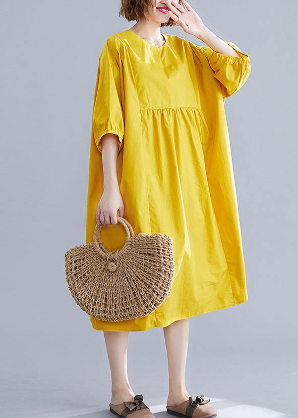 Puff Sleeve Round Neck Empire Waist Loose Oversized Midi Summer Dress