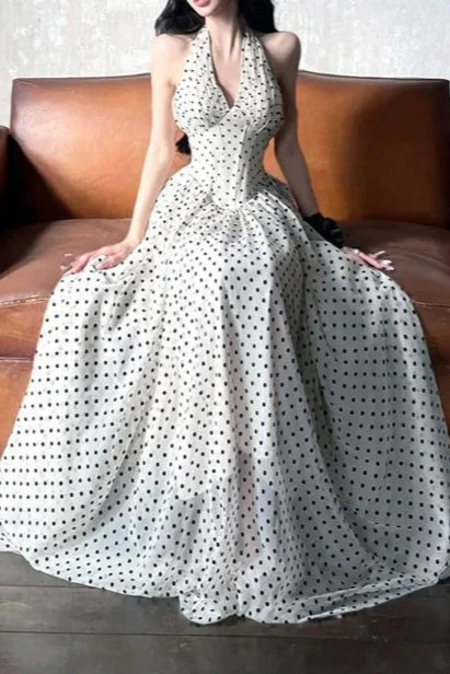VNeck Edition Polka Dot Maxi Dress
