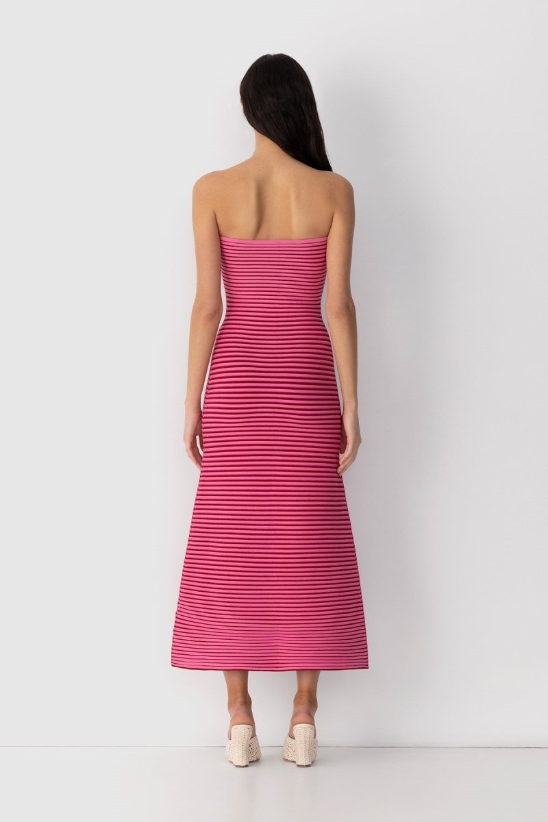 Katia Timeless Sleeveless Maxi Dress in Striped Knit Chic Silhouette Collection