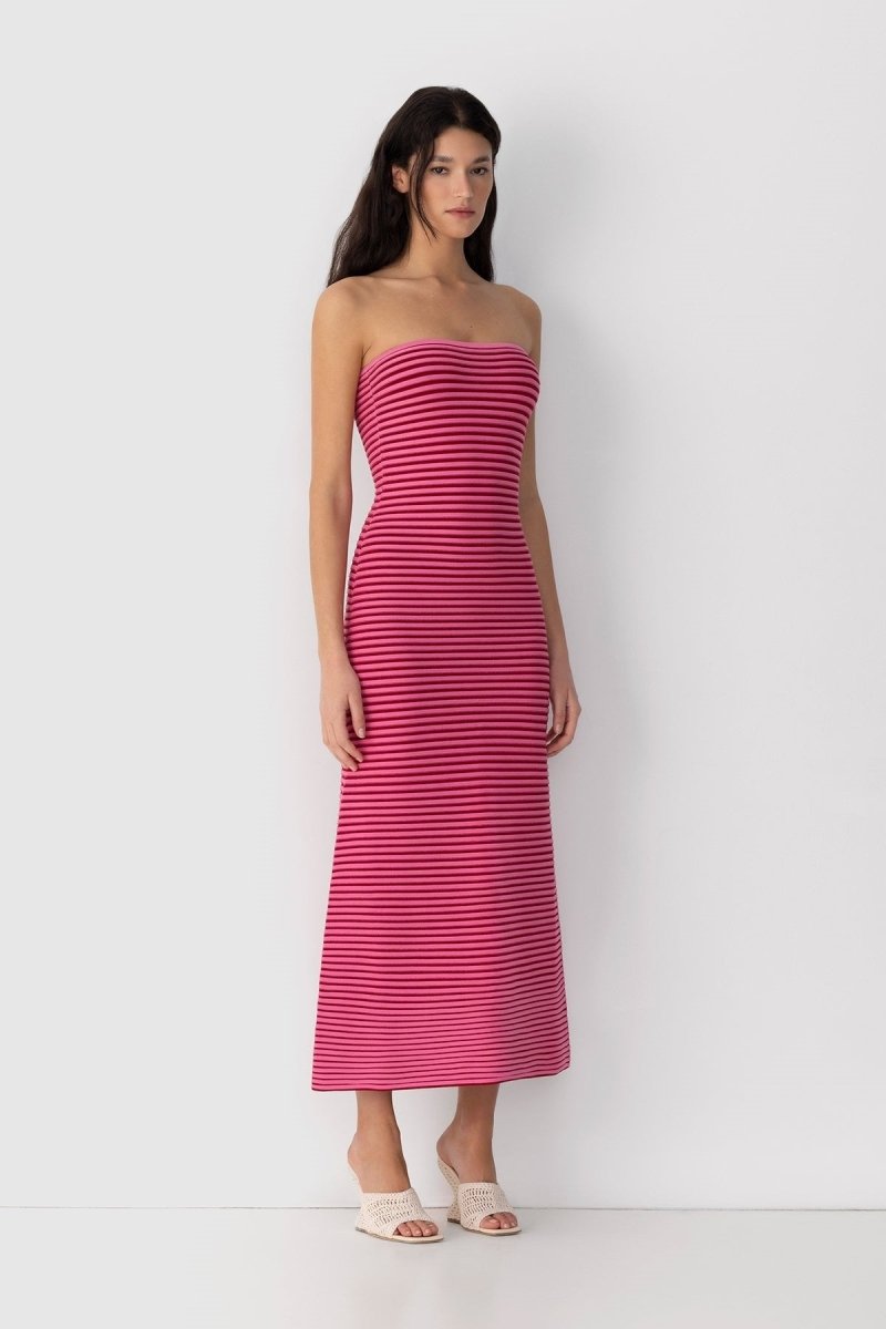 Susana Effortless Sleeveless Maxi Dress in Striped Knit Premium Wardrobe Essential