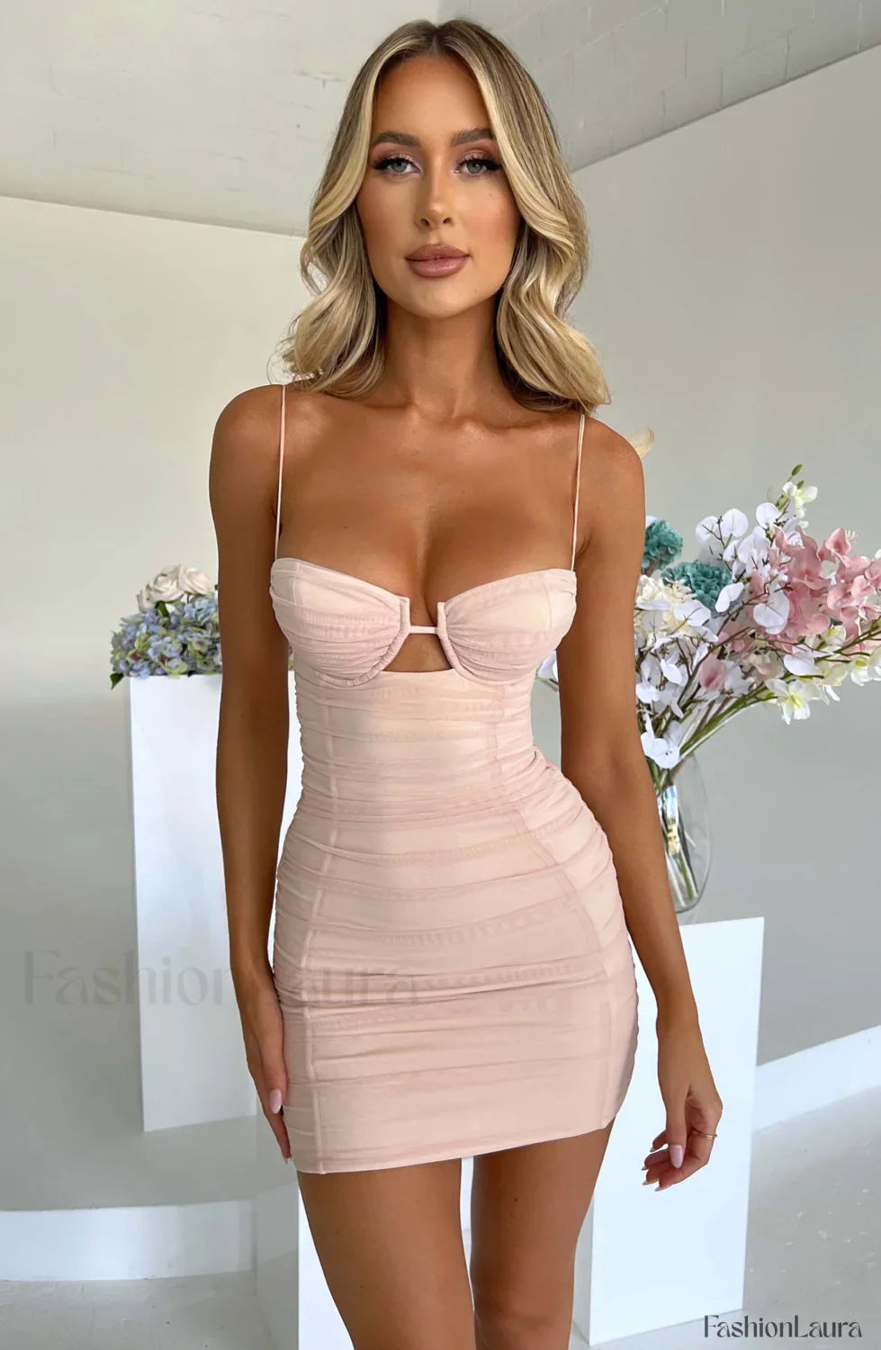 Adina Mini Graceful Dress - Nude