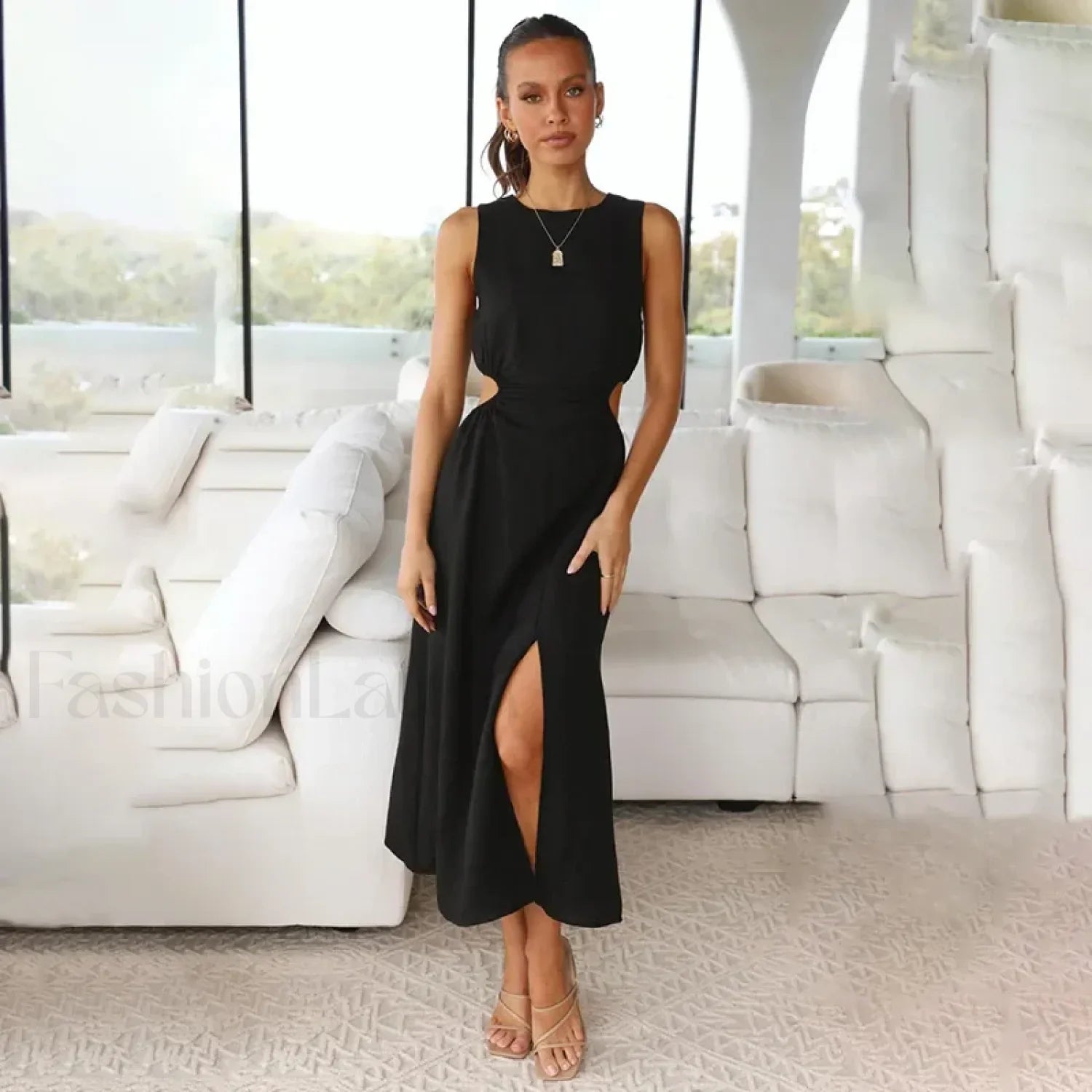 Adjustable Cutout Midi Dress