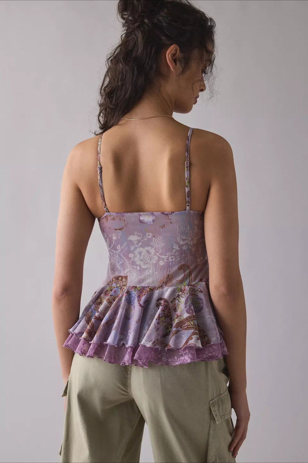 Lace Panel Open Back Cami Top