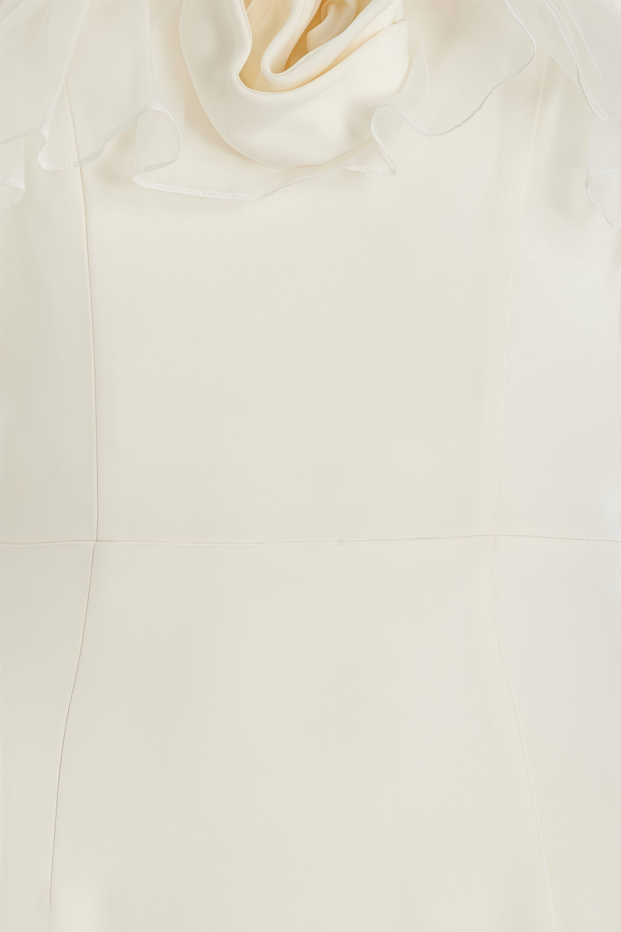 Zaretp White Ruffled Silk Midi Dress - View 5