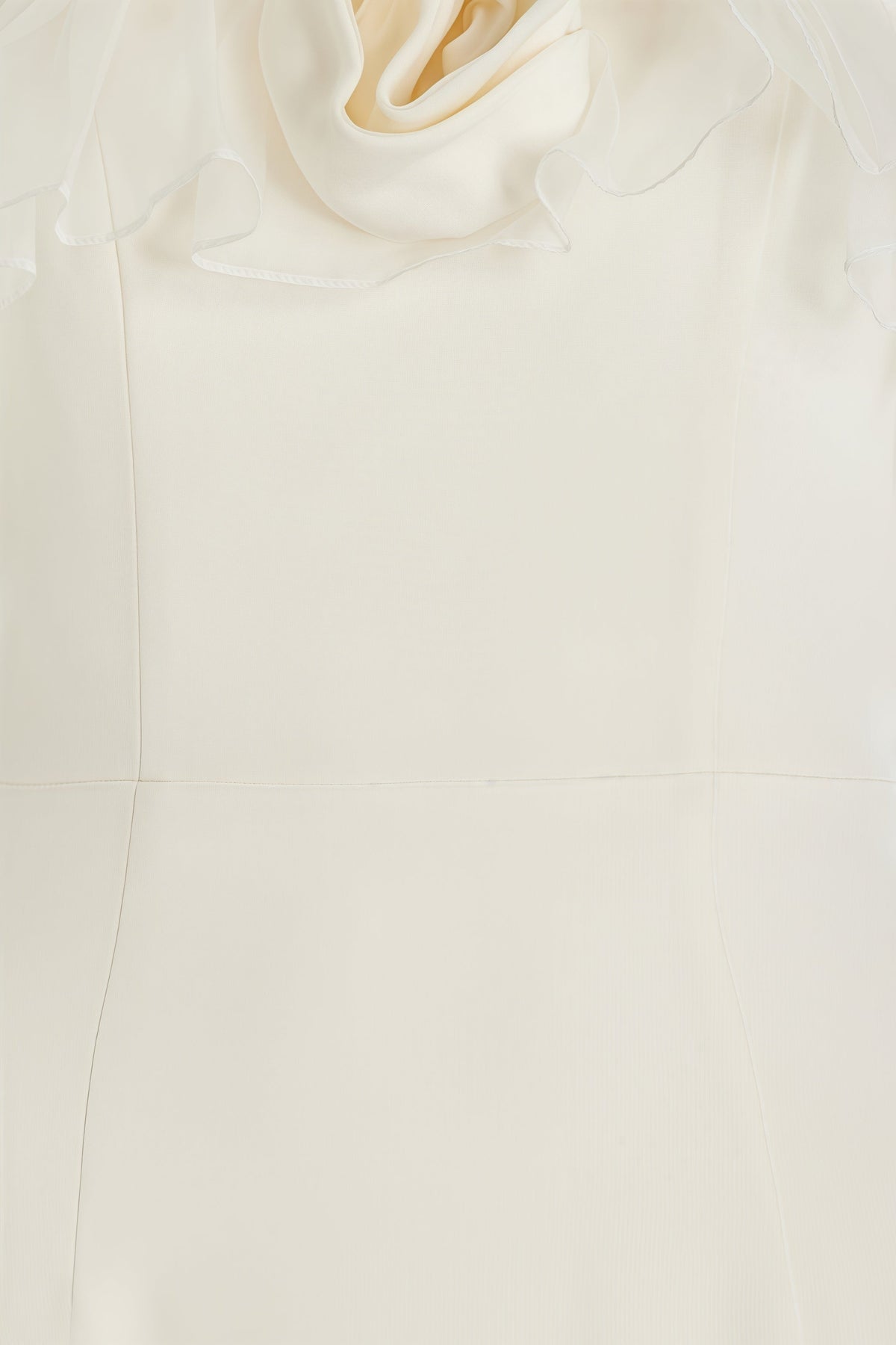 Strapless Organza Ruffle Rosette Trim Column Maxi Dress 5