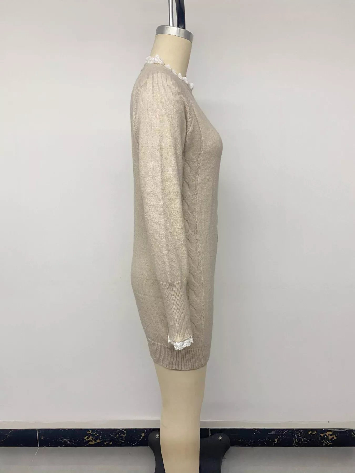 Cable Knit Raglan Sleeve Sweater Dress