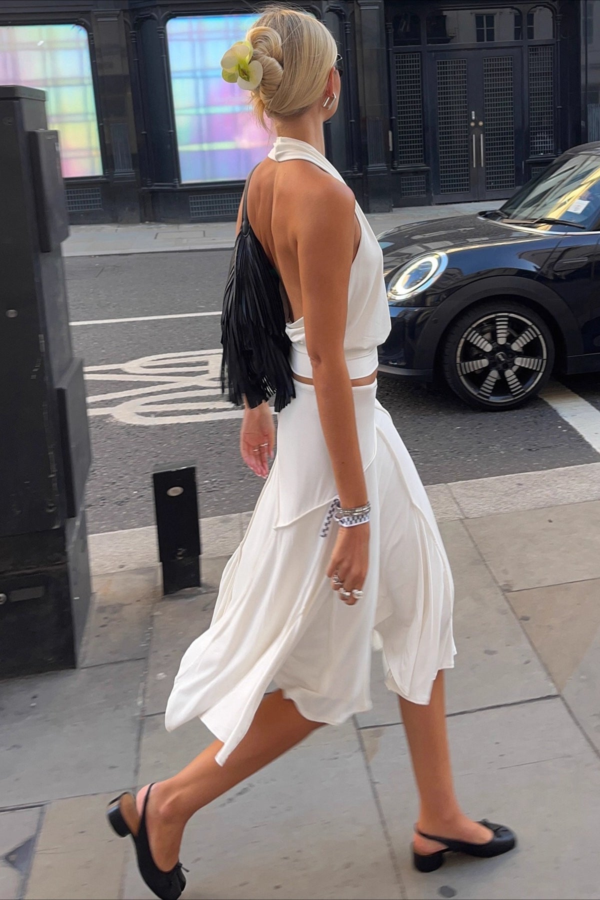 Asymmetric Hem Linen Blend Skirt