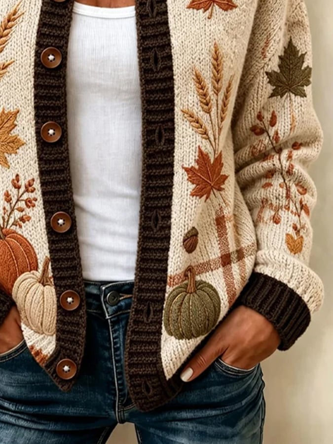 Jenny | Autumn Harvest Button-Front Cardigan