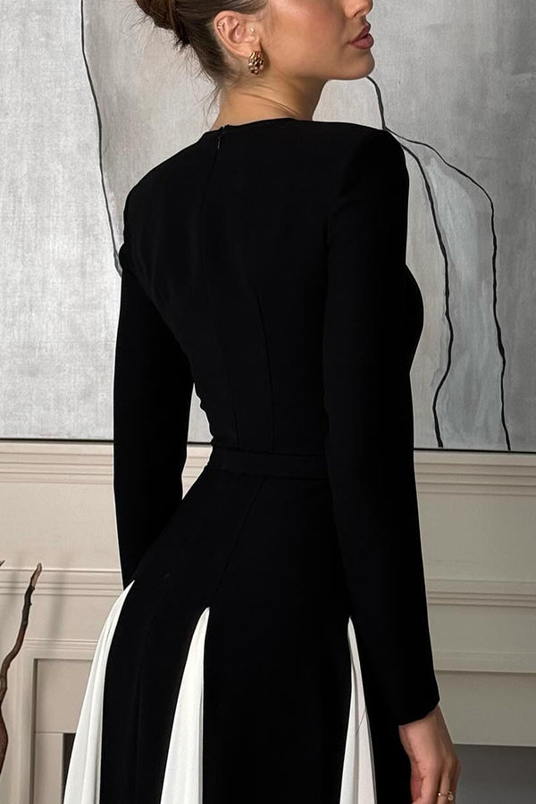 Getting Glam and Elegant Panelled Tulle Long Sleeve A-line Maxi Dress - View 4