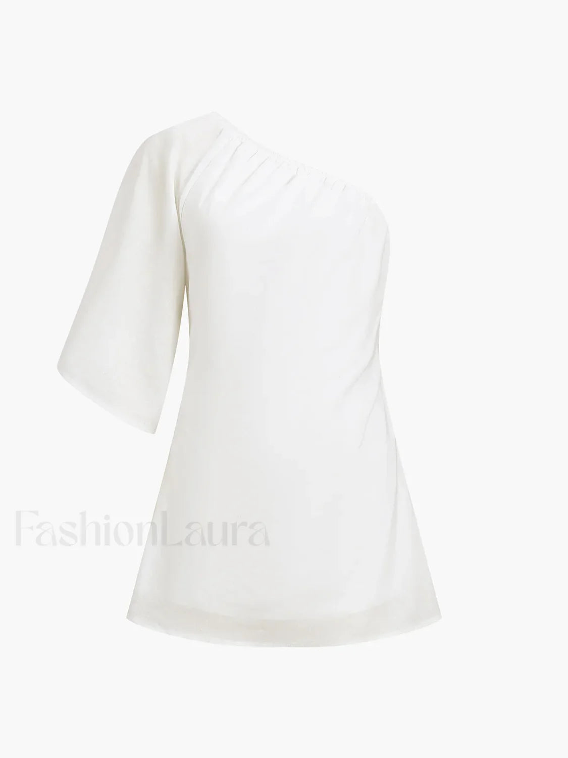 Aegean Cotton Linen One Sleeve Short Dress