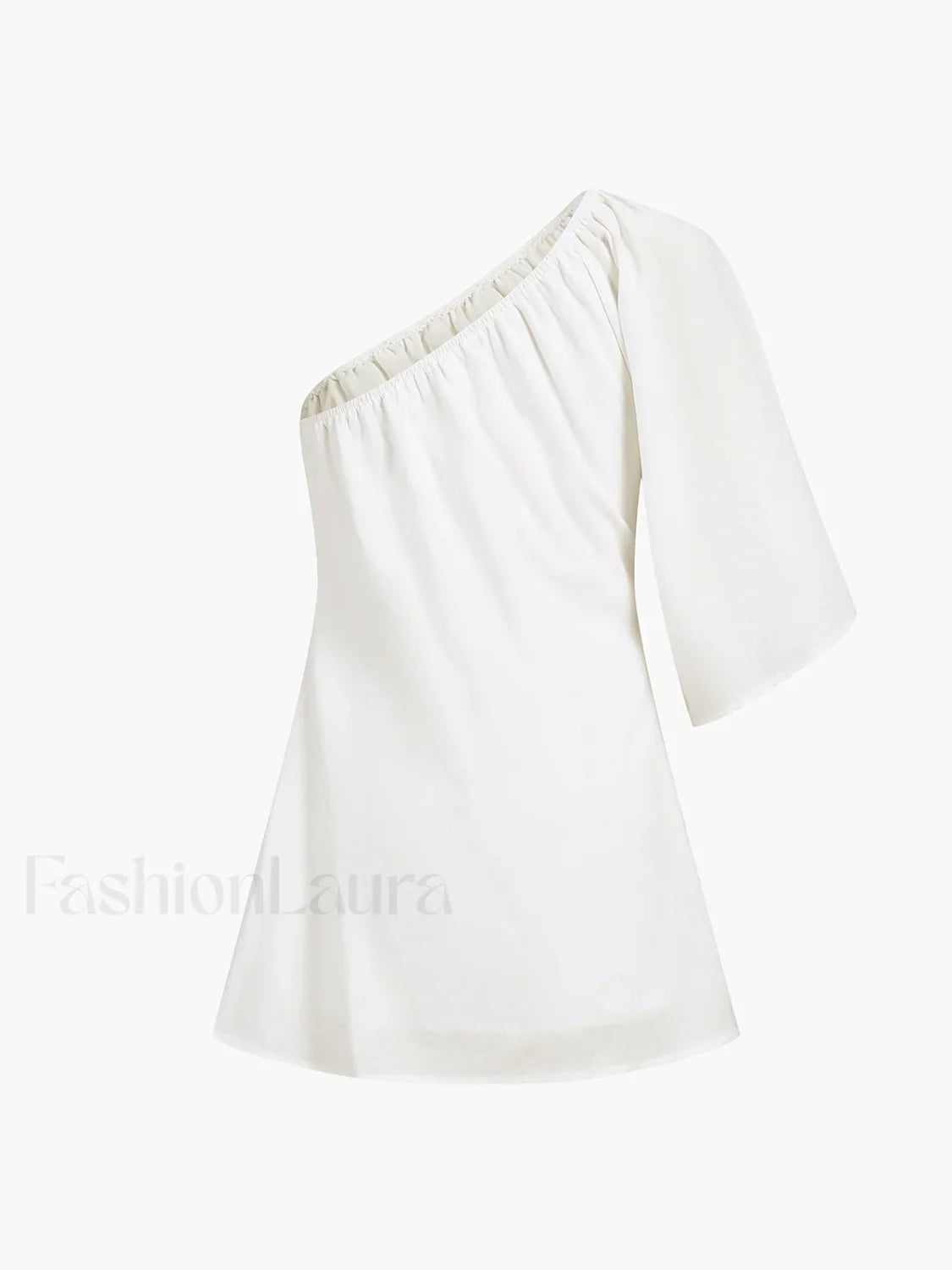 Aegean Cotton Linen One Sleeve Short Dress