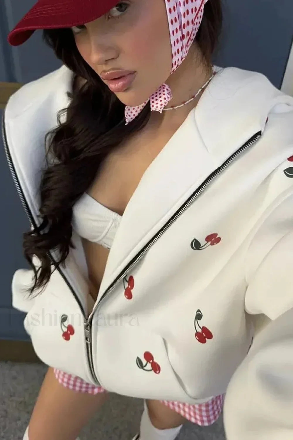 Aesthetic Cherry Print Hoodie