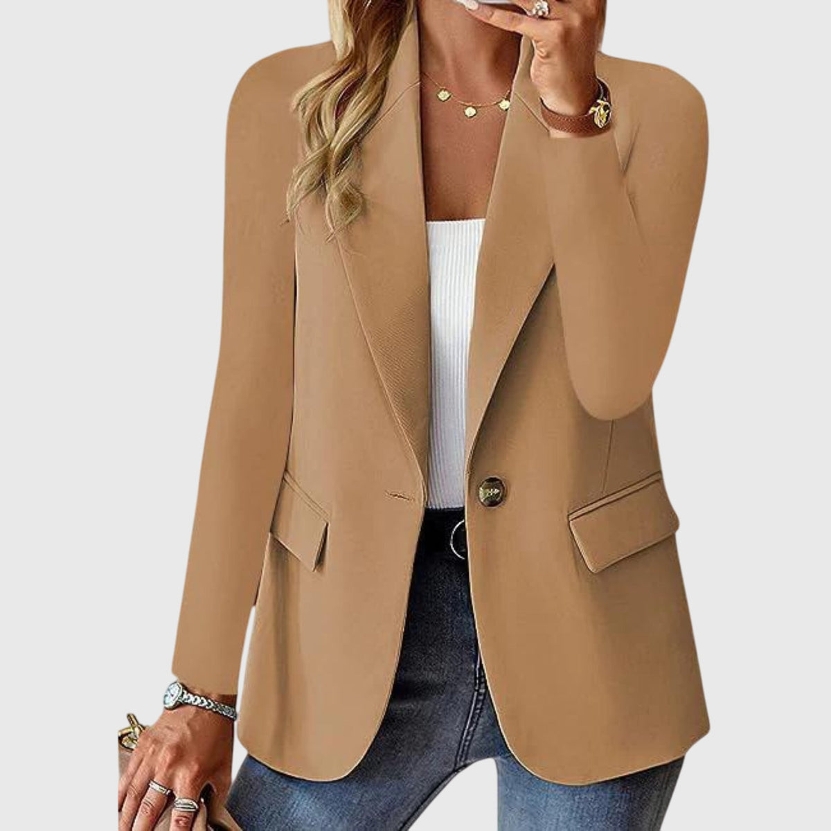 Notch Lapel Single Button Tailored Blazer