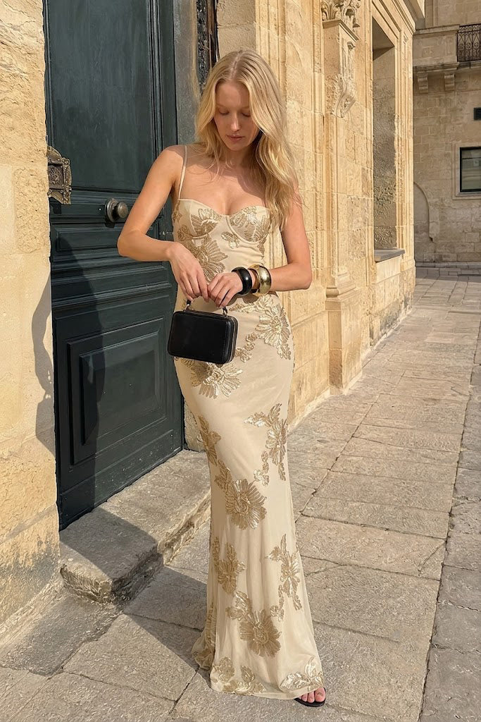 Backless Floral Tie-Up Maxi Dress