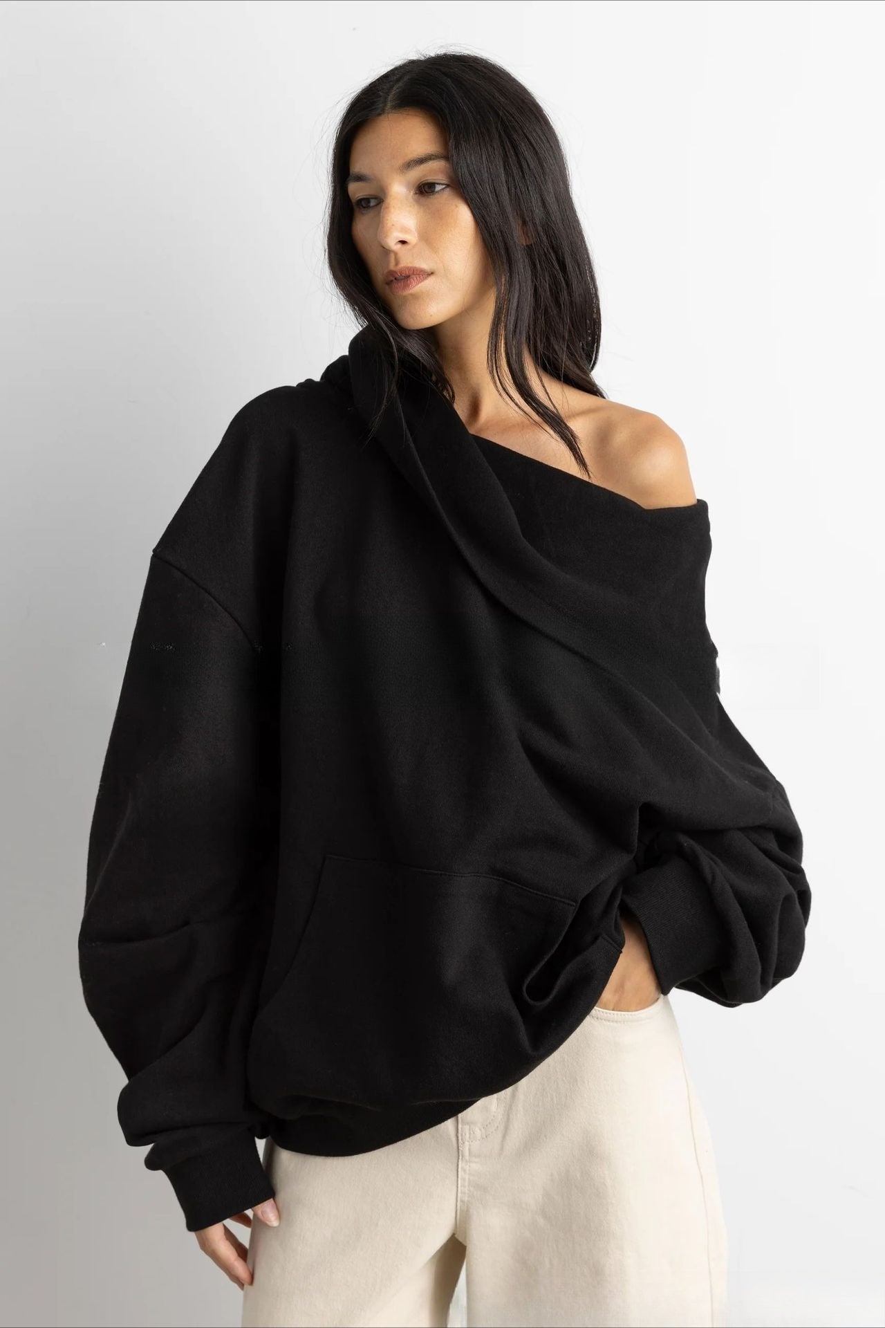 Off Shoulder Spring Print Hoodie