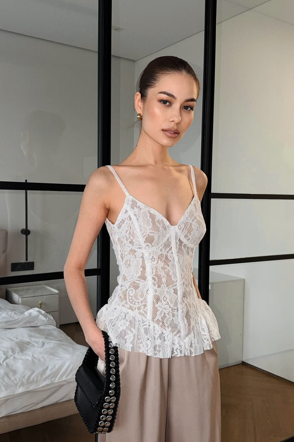 Lace Peplum Cami Top
