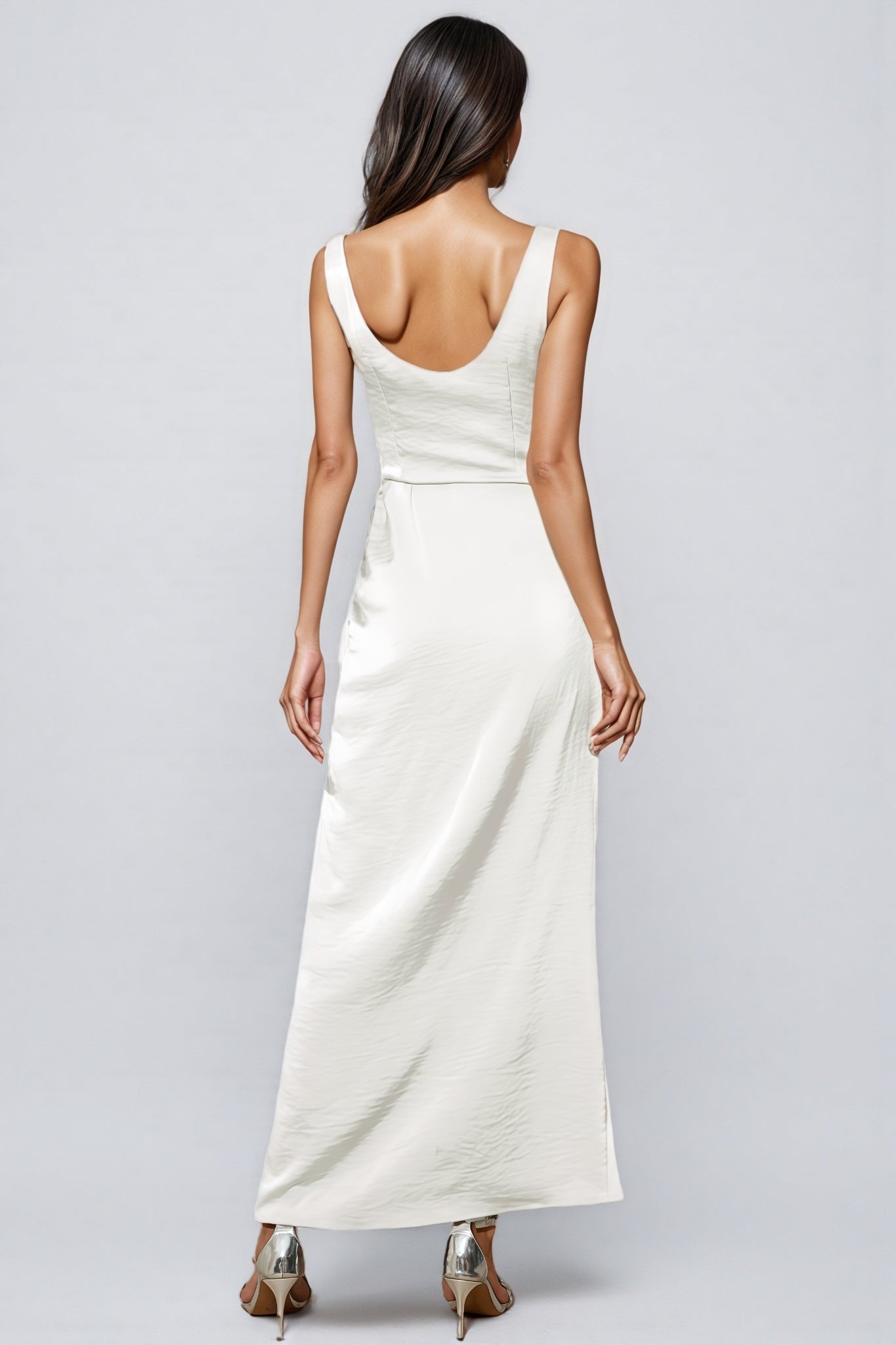 Elaratk Backless Sleeveless Satin Maxi Dress - View 3