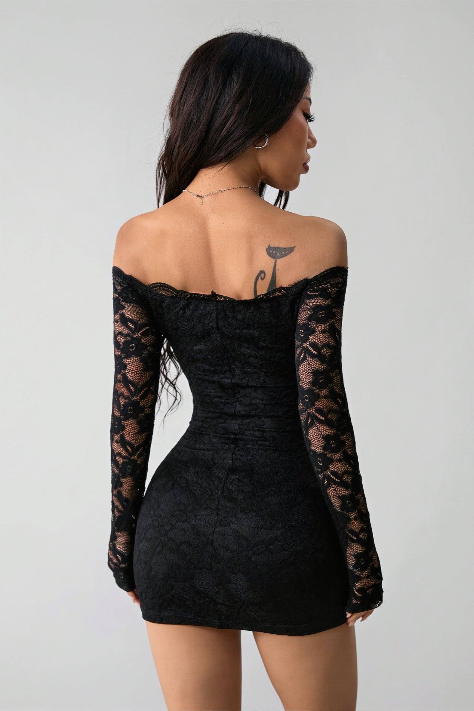 Off-the-Shoulder Lace Mini Dress