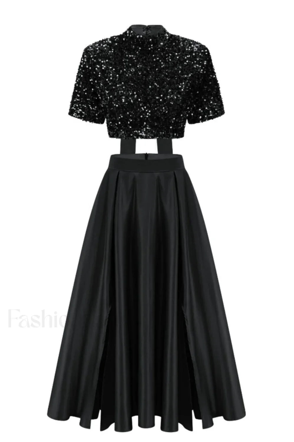 Aisha Sequin Bow Charming Lace Up Set S / Black