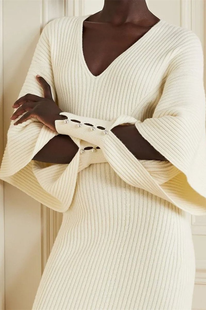 Alberta Cut - out Batwing Sleeve Midi Knit Dress