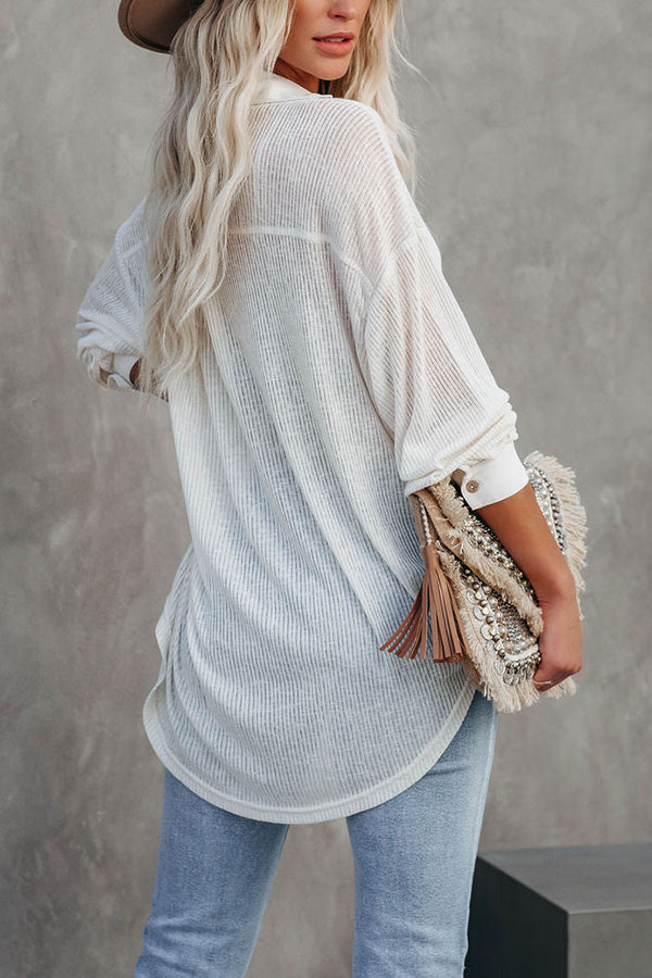 Button Down Ribbed Knit Top