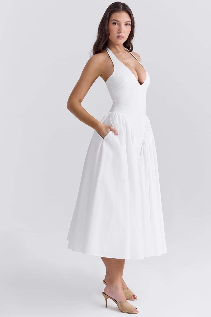 Halterneck Alice Open Back Midi Dress